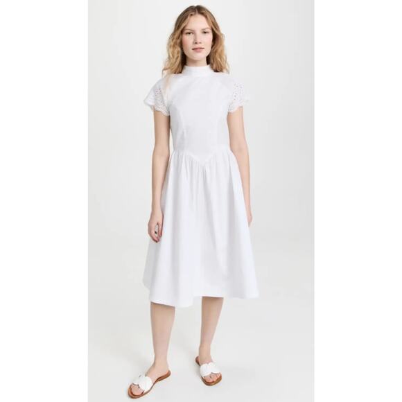 BATSHEVA Virginia Dress White Broderie Anglaise size 8 /Medium - Picture 1 of 14